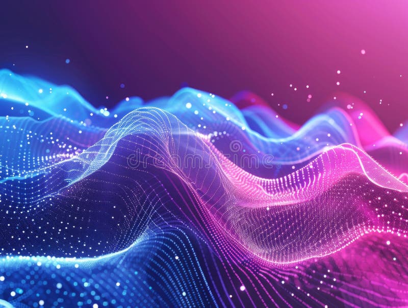 Computer-Generated Wave of Lines and Dots stock images