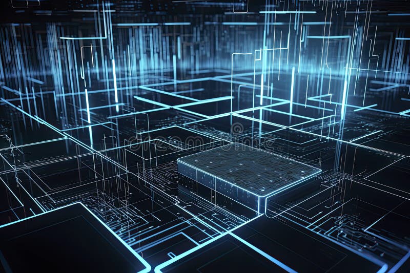 Computer Geometric Digital Connection Structure. Business Inteligence ...