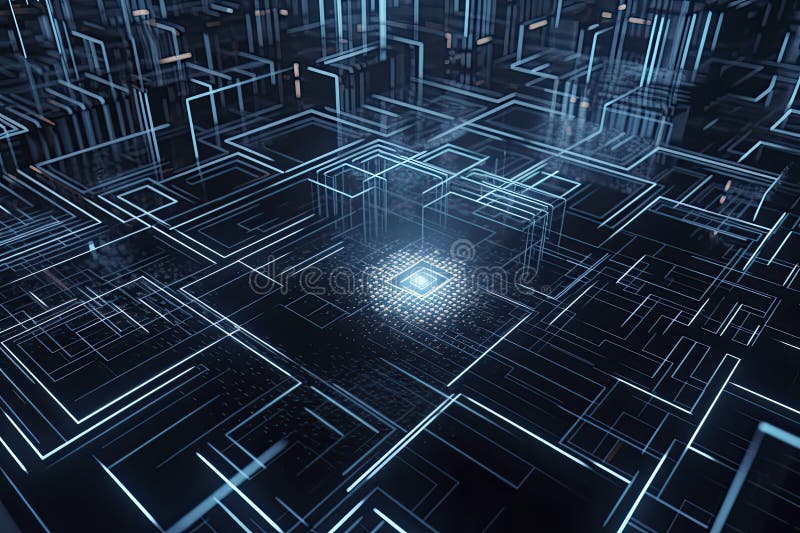 Computer Geometric Digital Connection Structure. Business Inteligence ...