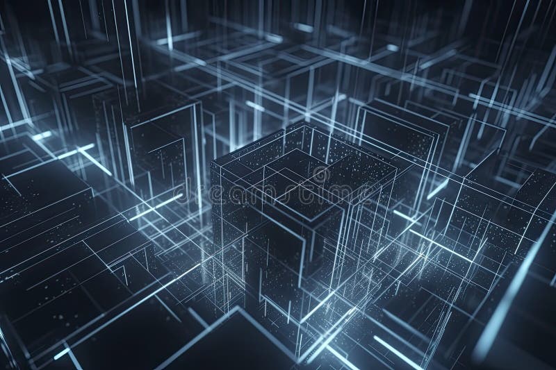 Computer Geometric Digital Connection Structure. Business Inteligence ...