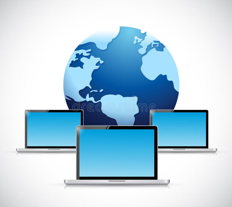 Computer globe network illustration design vector illustration