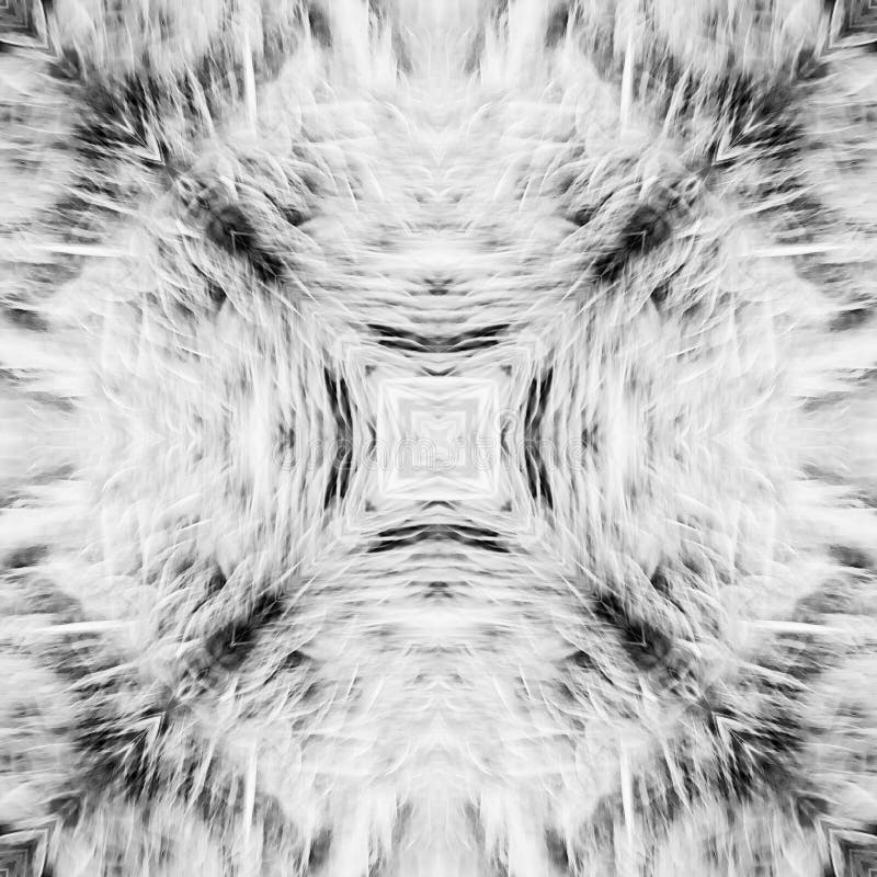 Computer graphics, pattern - kaleidoscope, seamless surreal magic texture in shades of gray. The tile is square royalty free illustration
