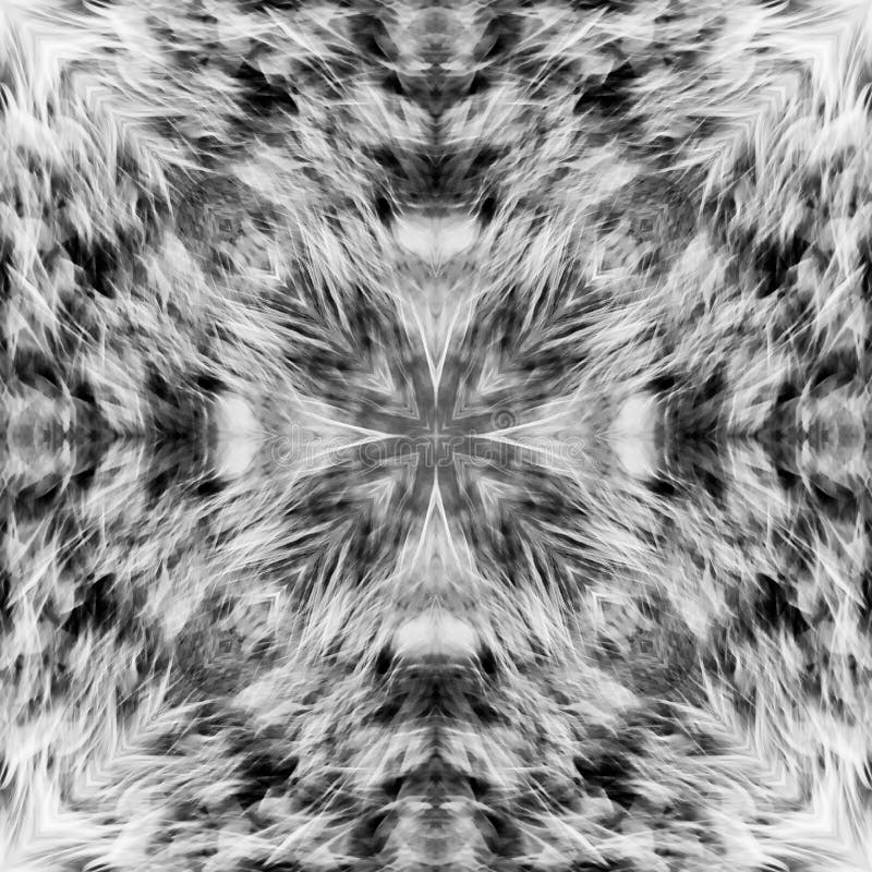 Computer graphics, pattern - kaleidoscope, seamless surreal magic texture in shades of gray. The tile is square vector illustration