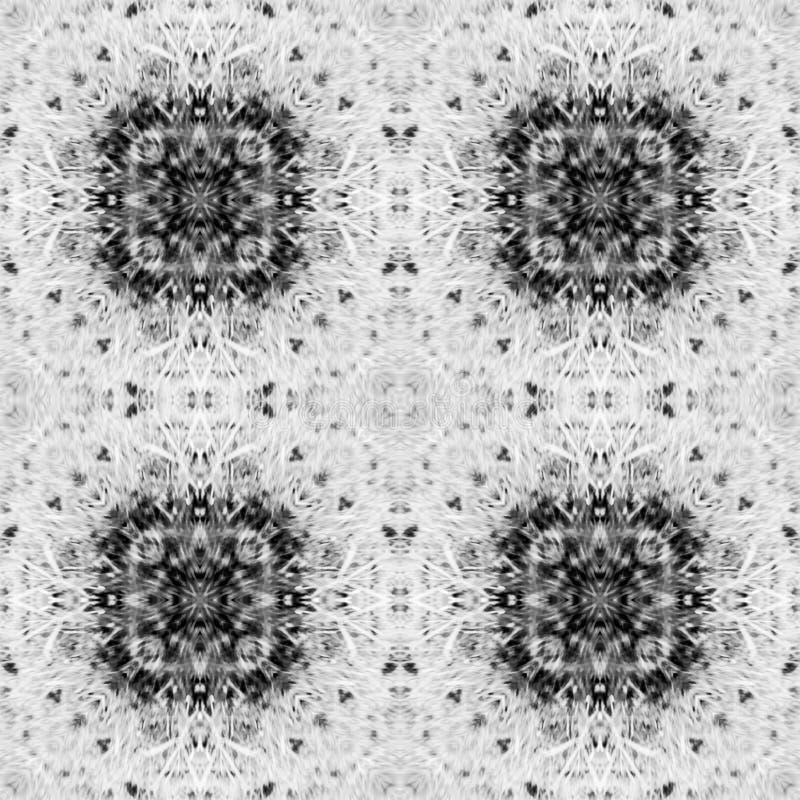 Computer graphics, pattern - kaleidoscope, seamless surreal magic texture in shades of gray. The tile is square stock illustration