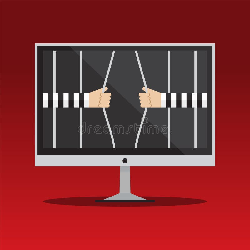 Computer hack destroys password cage royalty free illustration