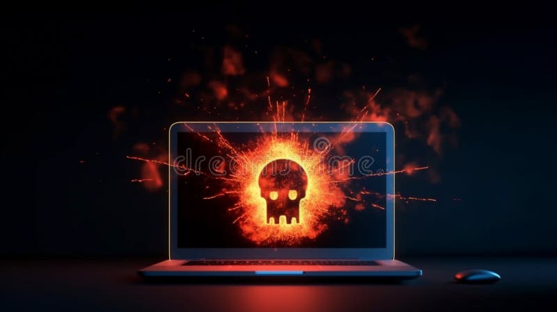 Computer hack warning concept of attacking. Generative AI stock illustration