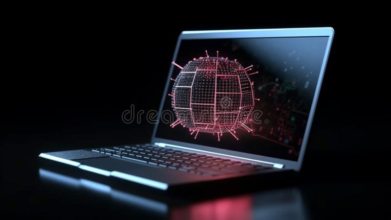 Computer hack warning concept of attacking. Generative AI stock illustration