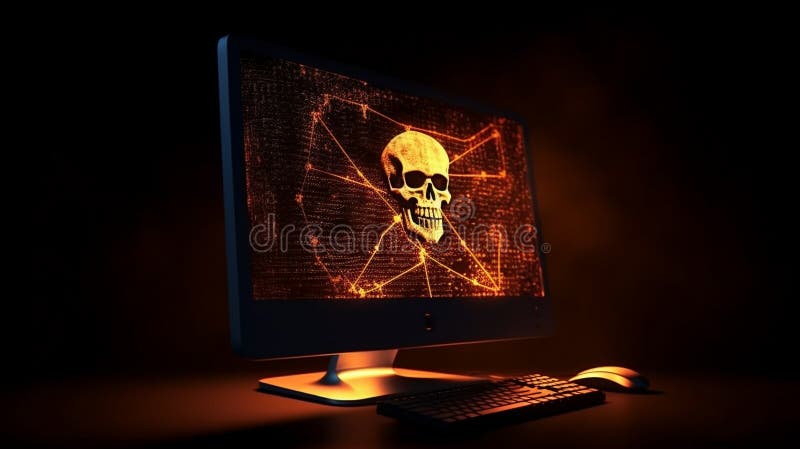 Computer hack warning concept of attacking. Generative AI vector illustration