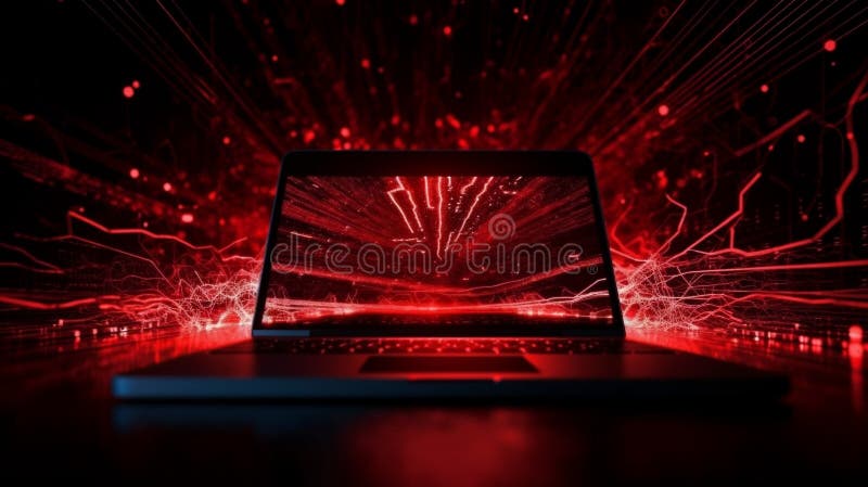 Computer hack warning concept of attacking. Generative AI royalty free illustration