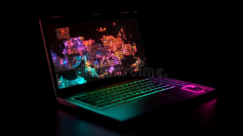 Computer hack warning concept of attacking. Generative AI royalty free illustration