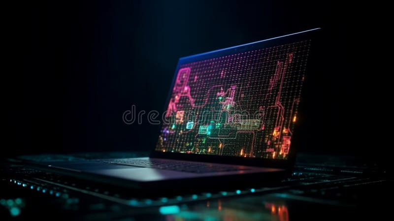 Computer hack warning concept of attacking. Generative AI vector illustration