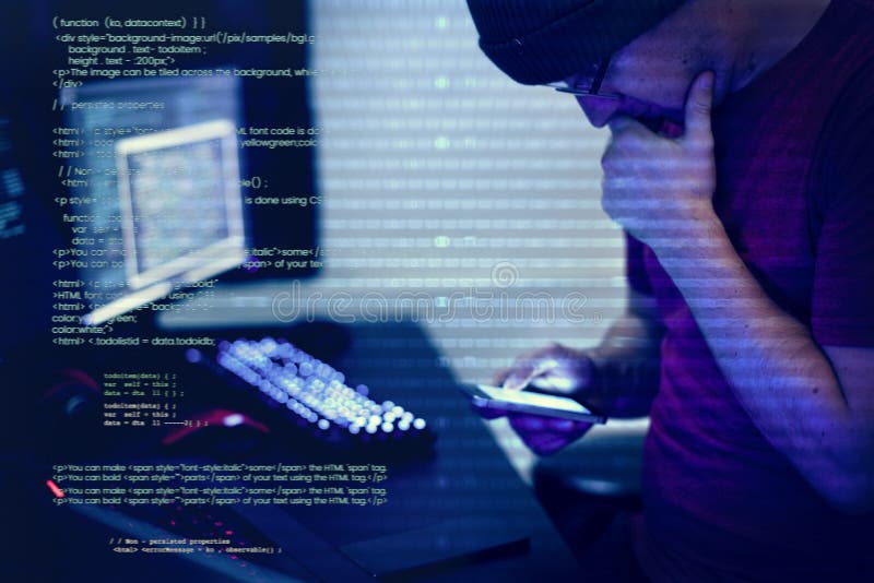 Computer hacker hacking for important document royalty free stock images