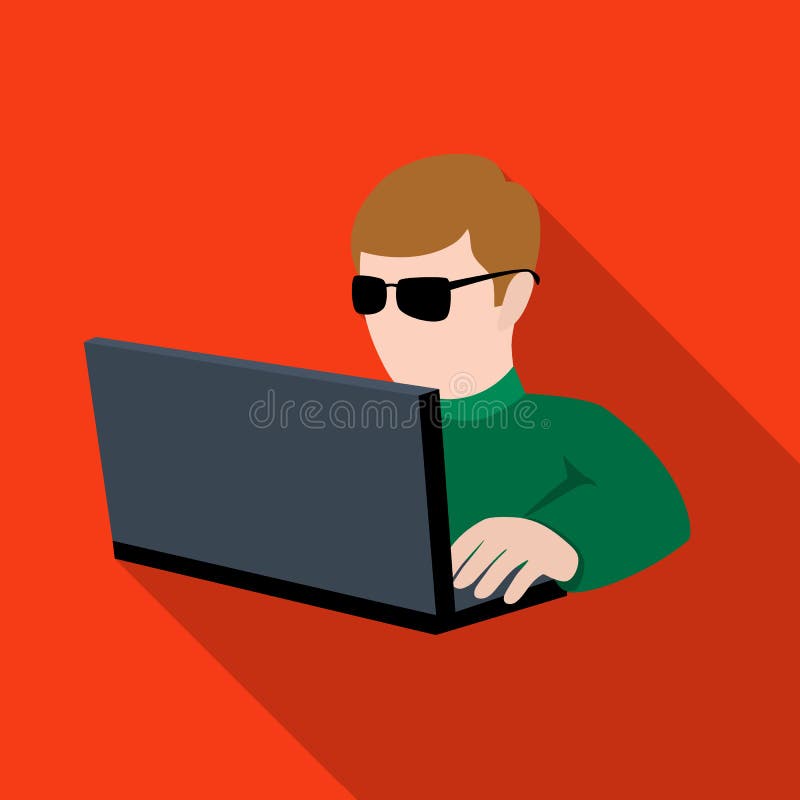 Computer hacker icon in flat style isolated on white background. Hackers and hacking symbol stock vector illustration. royalty free illustration