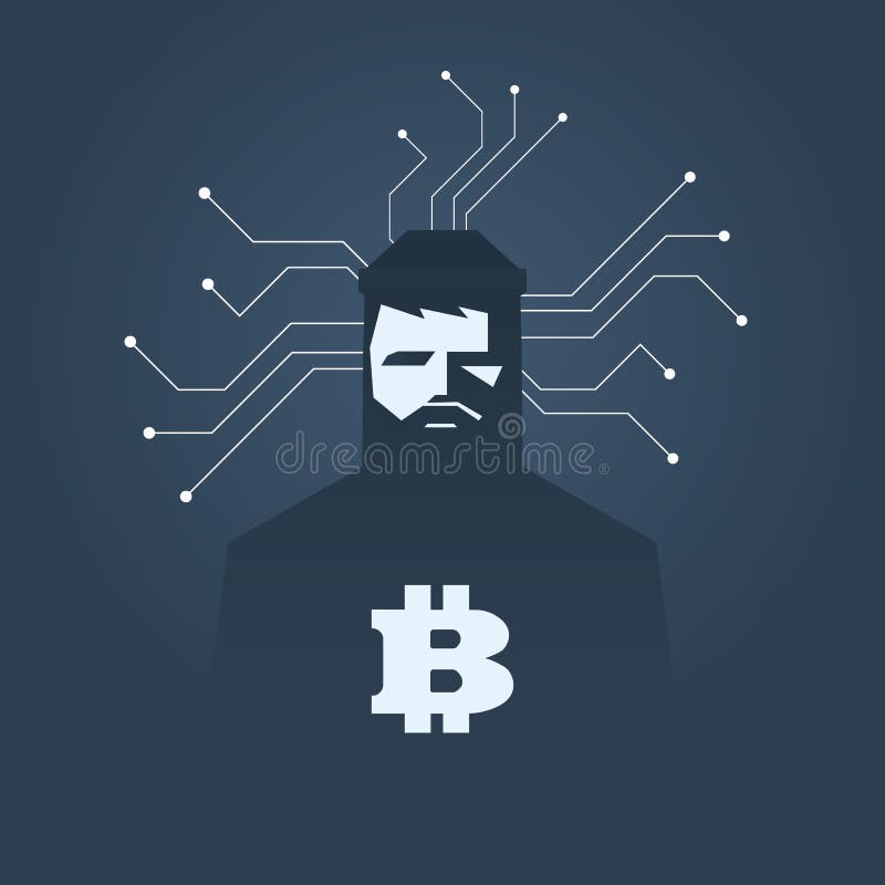 Computer hacker and ransomware vector concept. Criminal hacking, data theft and blackmailing symbol. Bitcoin digital royalty free illustration