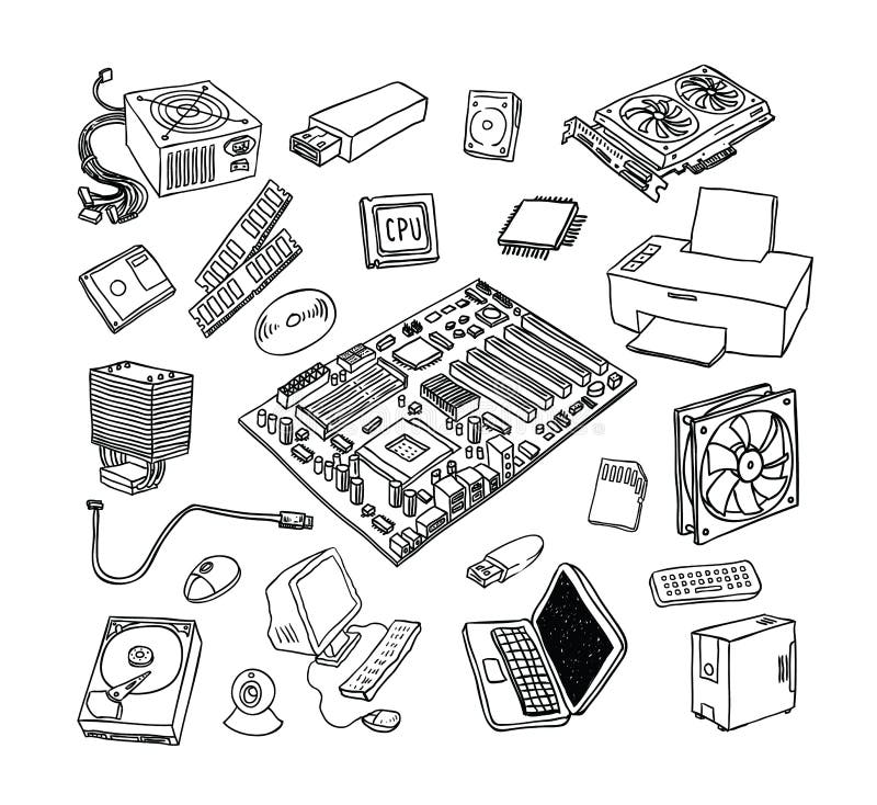 Cartoon pc components for computer store banner Vector Image