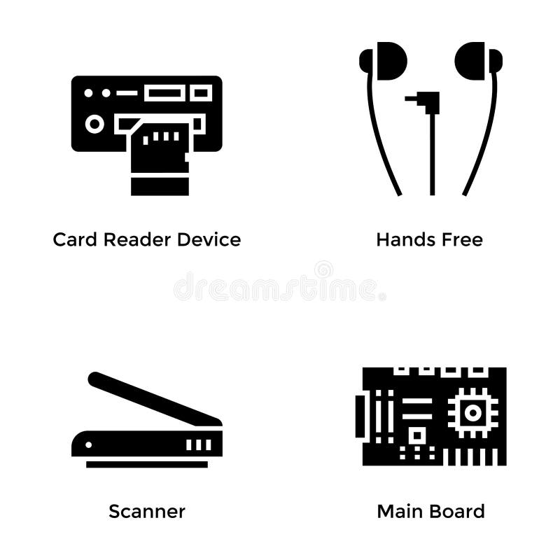 Computer Hardware Devices Line Vectors Pack Stock Vector Illustration