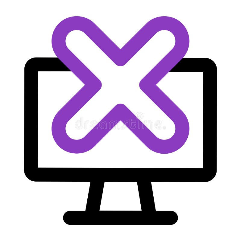 Computer icon. computer with delete. outline vector icon. can use for, icon design element,ui, web, mobile royalty free illustration