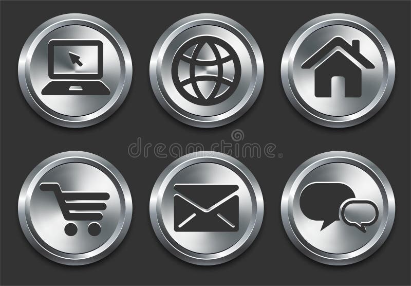 Computer Icons on Metal Internet Button