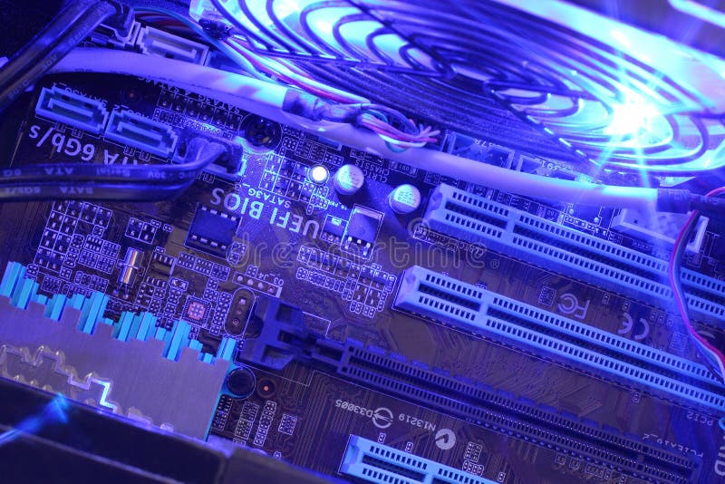 Computer inside close up stock photos