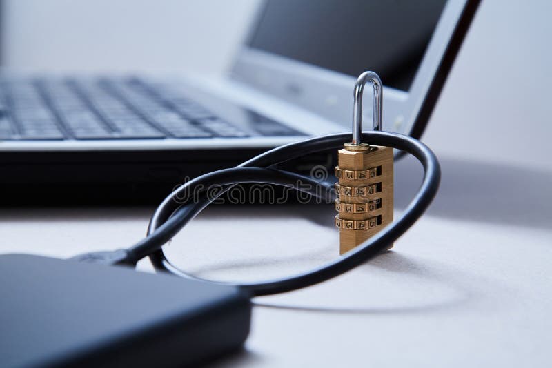 Computer or Security. Data Protection Concept External Hard