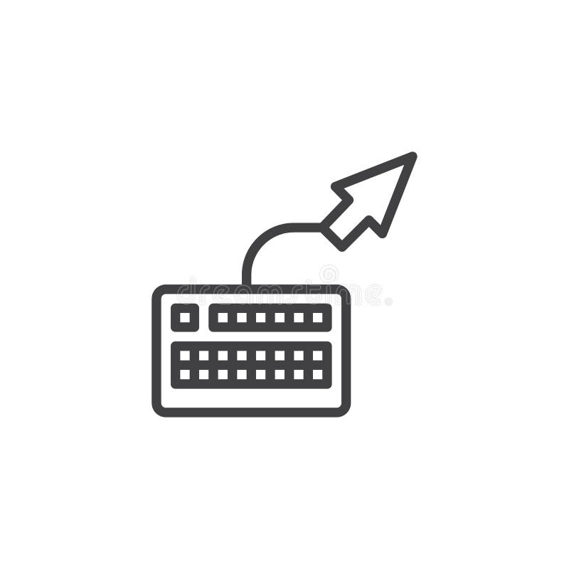 Computer keyboard and arrow line icon. royalty free illustration