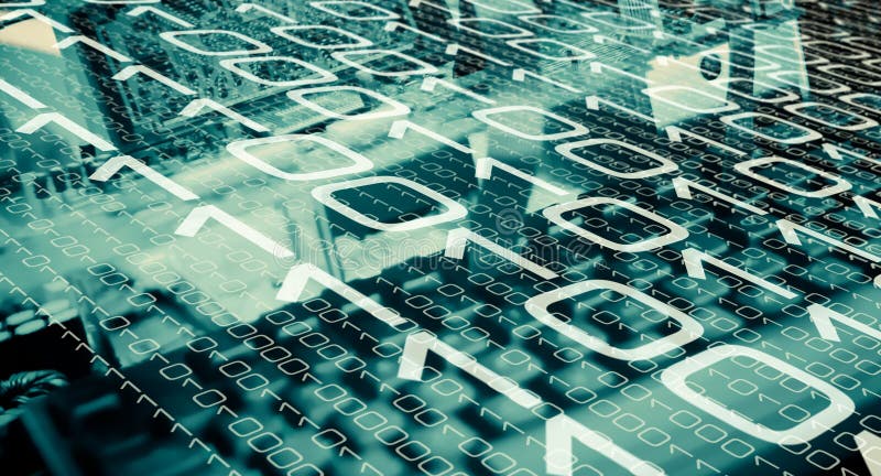 Random binary code and computer keyboard stock illustration