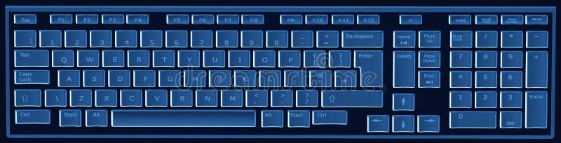 Computer Keyboard in Black and Blue Stock Illustration - Illustration
