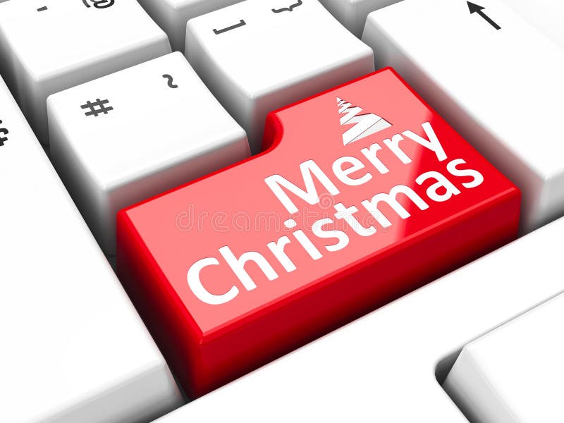 Keyboard And Christmastree Tinsel. Christmas. New Year. Closeup