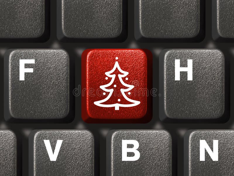 Computer keyboard with Christmas tree key