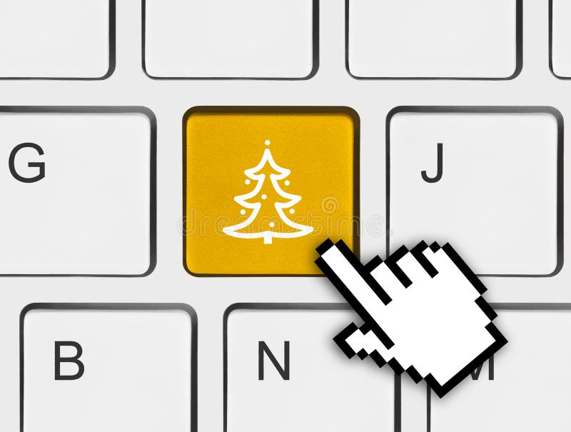 Computer Keyboard with Christmas Tree Key Stock Illustration
