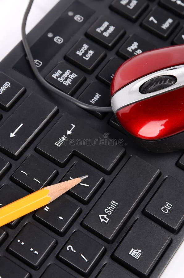 Computer keyboard,mouse and pencil