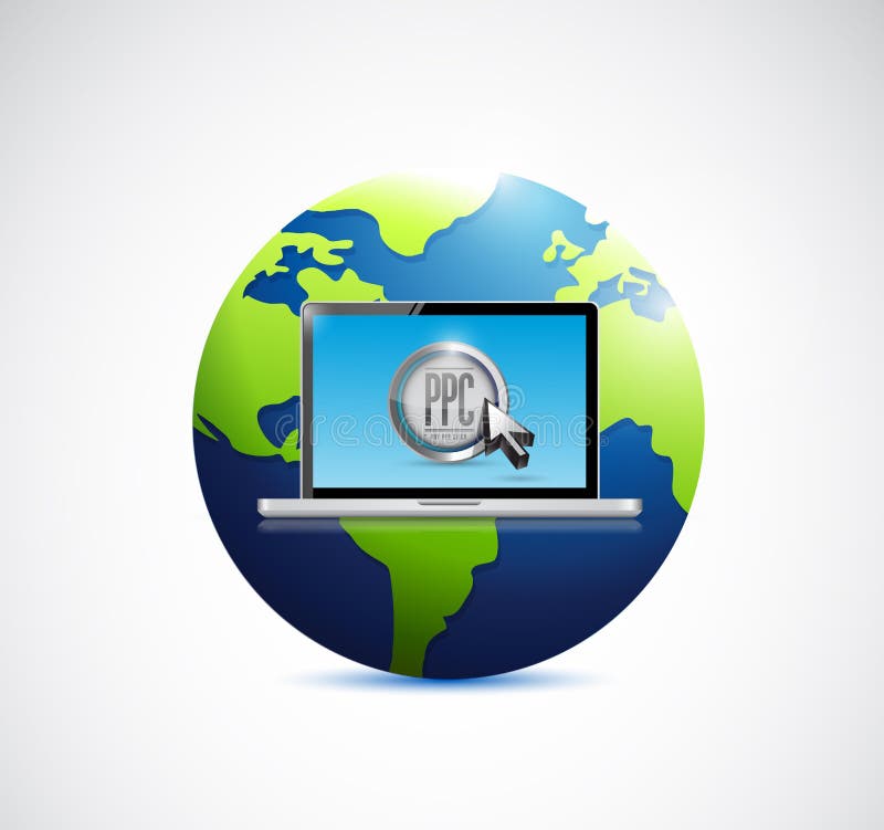 Computer laptop and globe. illustration design royalty free illustration