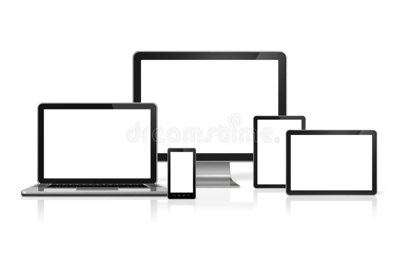 Computer, Laptop, Mobile Phone and Digital Tablet Pc Stock Illustration ...