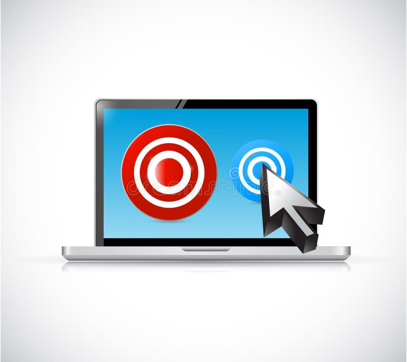 Computer laptop and targets illustration vector illustration