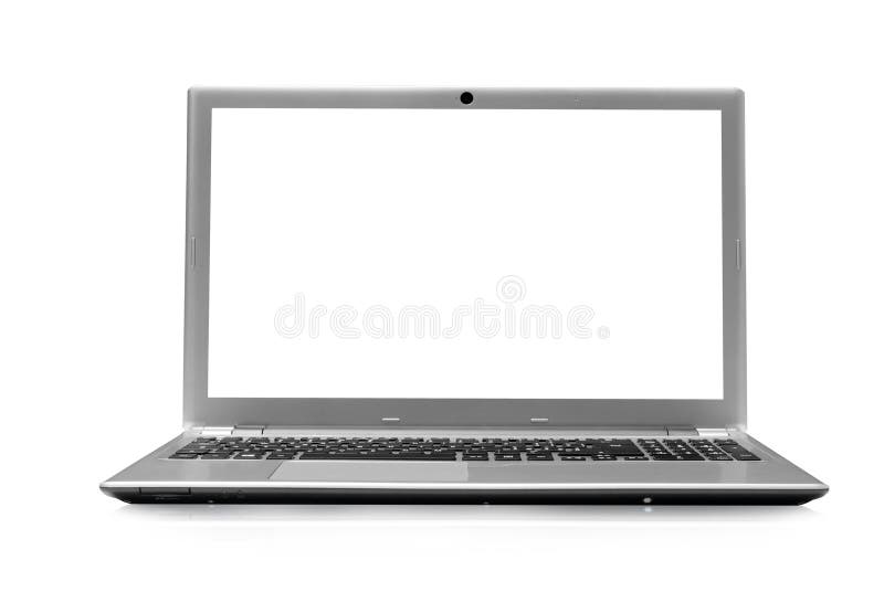 Laptop computer with white screen isolated on white, clipping path included. Laptop personal computer stock images, royalty-free photos and pictures