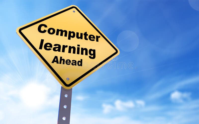 Computer learning ahead sign vector illustration