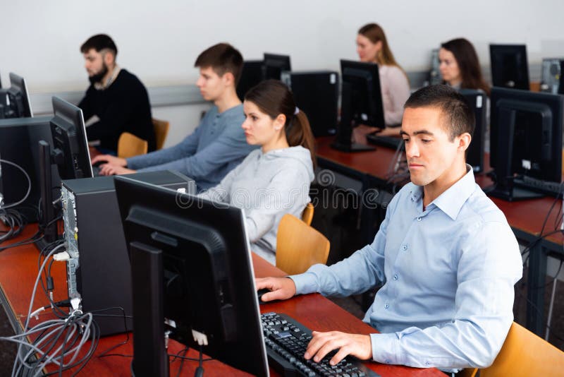 Computer Lessons for Adults in Classroom