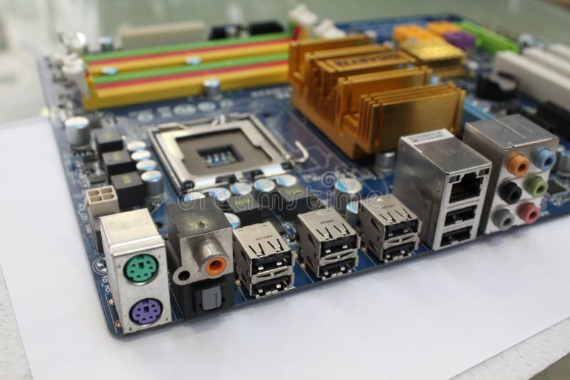 Computer mainboard usb ports ethernet port royalty free stock image Computer mainboard usb ports ethernet port royalty free stock image