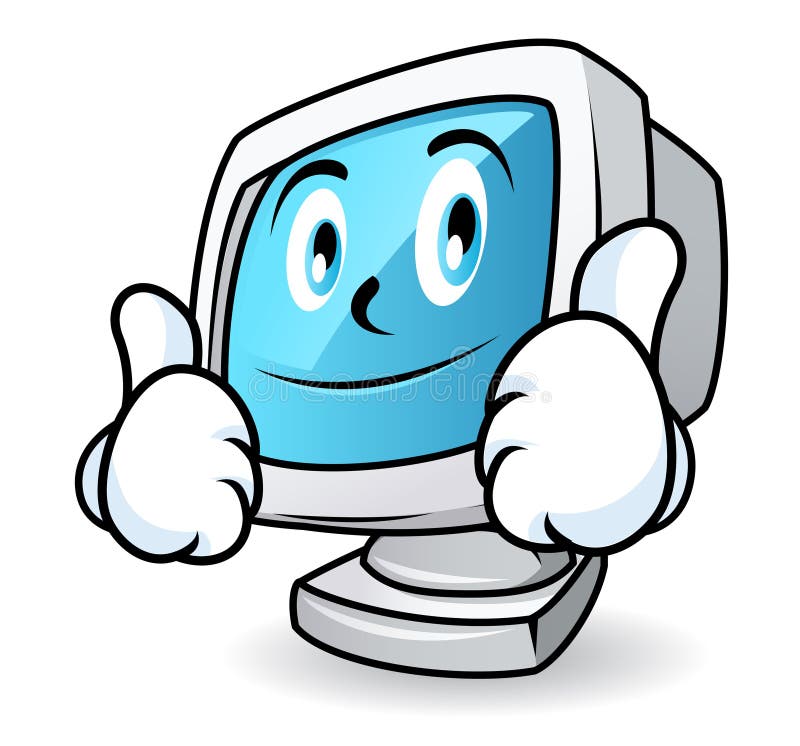 Computer Mascot Thumbs Up Stock Illustration Illustration of blue