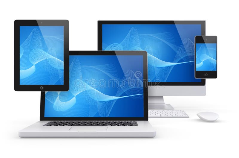 Computer and Mobile Group Concept Stock Illustration Illustration of