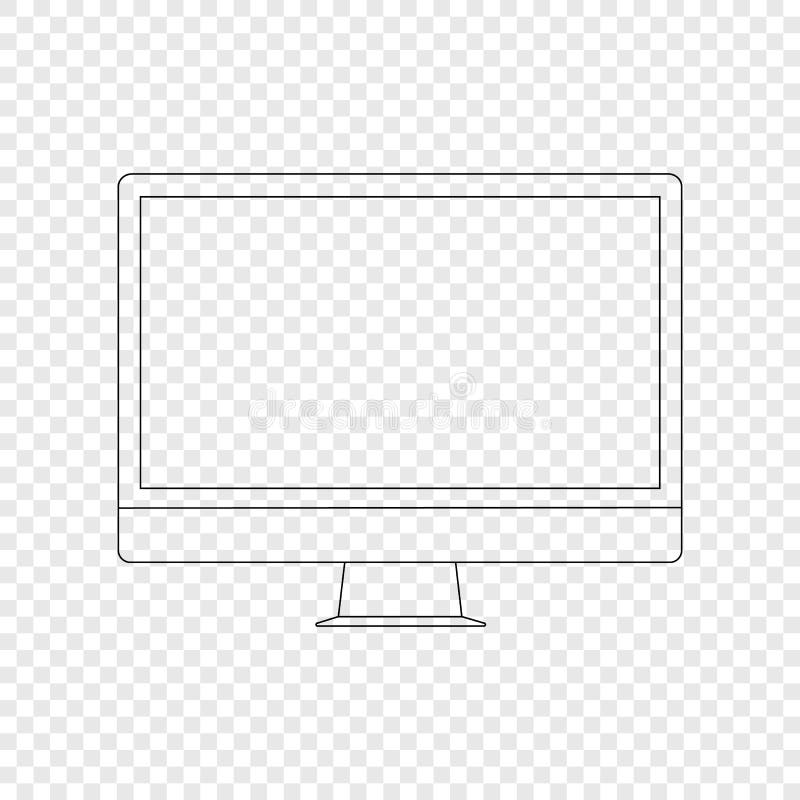 Computer. Modern computer in linear style. Computer isolated on transparent royalty free illustration