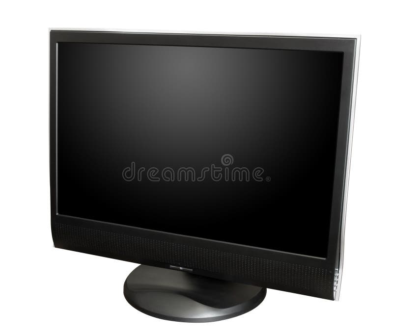 Isolated Flat Screen Tv or Computer Monitor Stock Image Image of