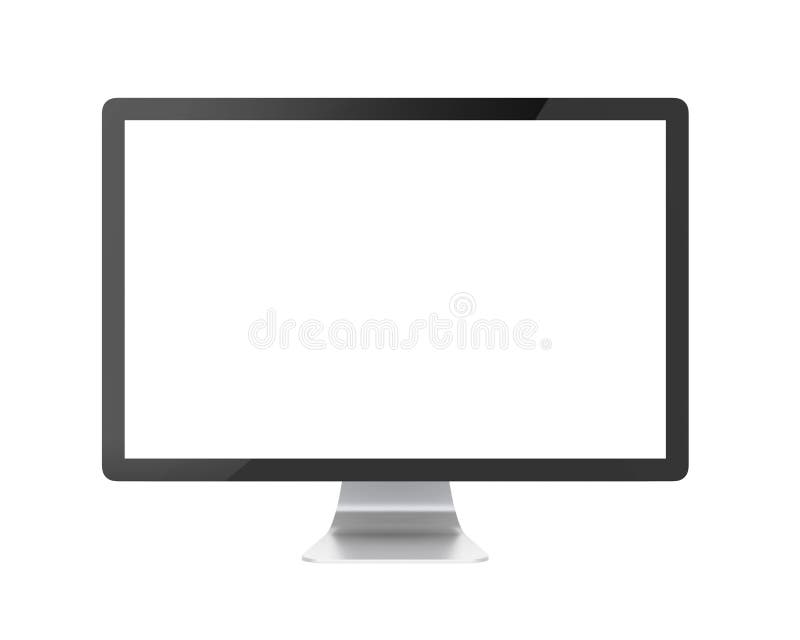 Computer Monitor with Blank White Screen Isolated