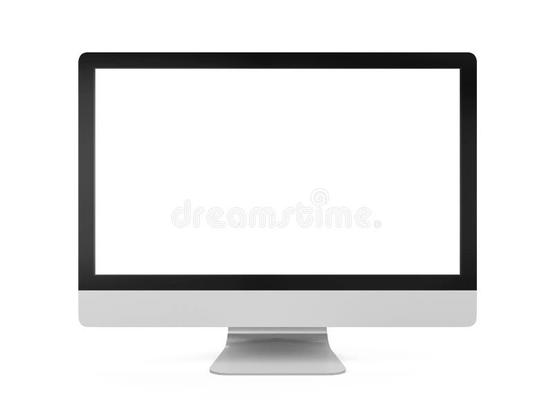 Computer Monitor with Blank White Screen Isolated vector illustration