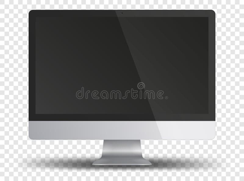 Monitor de computer cu ecran negru izolat pe fond transparent. vector illustration