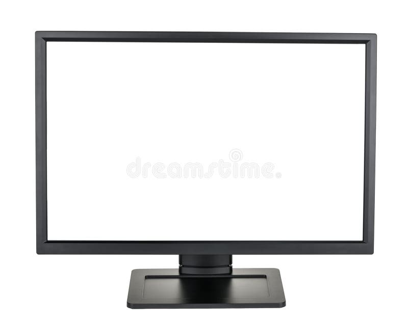Computer monitor display with blank screen isolated clipping path royalty free stock image