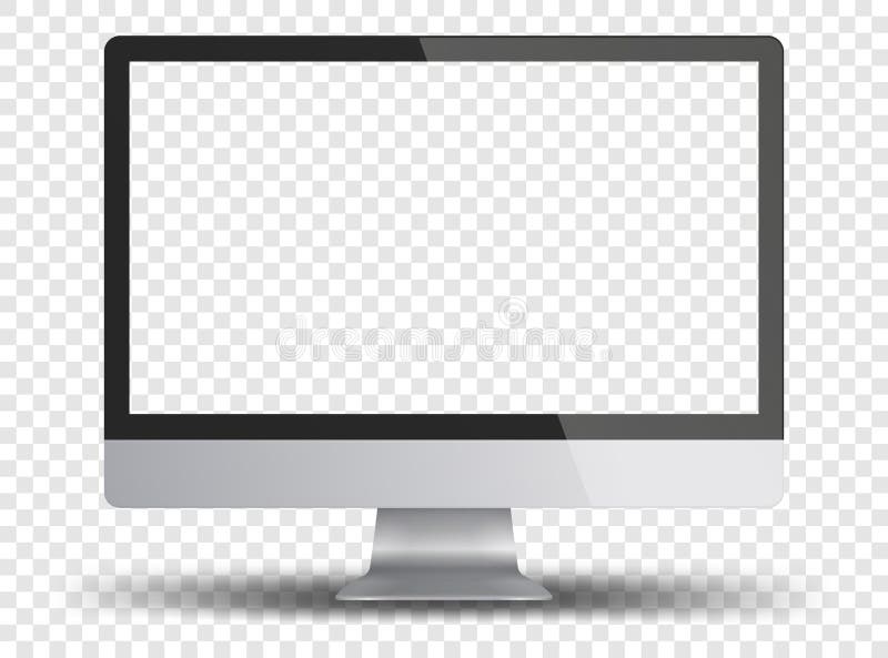 Computer Monitor Display with Empty Screen Isolated on Transparent