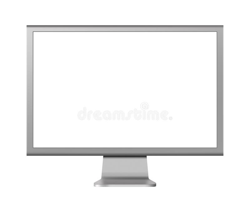 Computer monitor LCD with blank screen on white