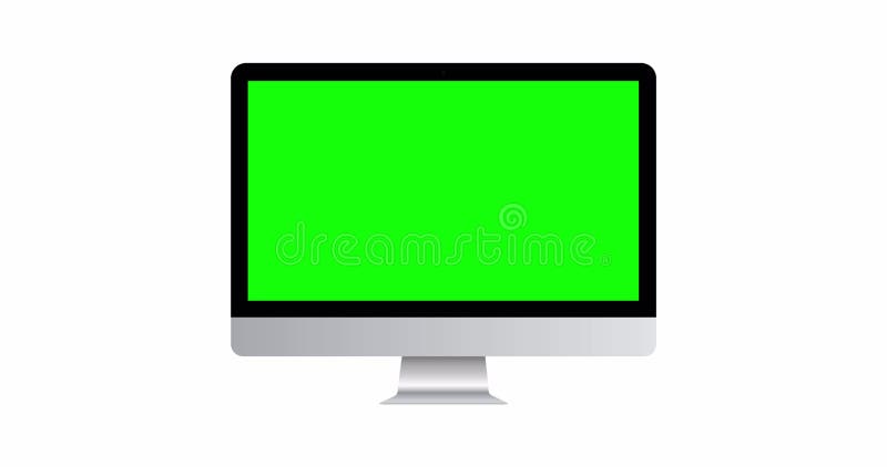 Computer monitor mockup with green screen vector illustration