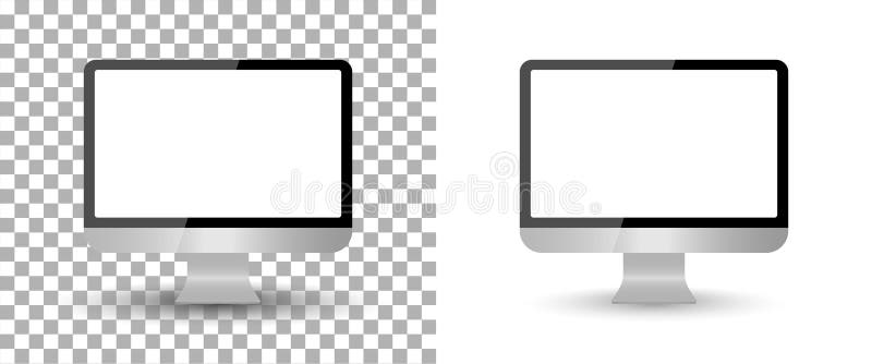 Computer monitor mockup with screen blank. PC isolated desktop. Laptop with frame. Modern icon on transparent background. device vector illustration